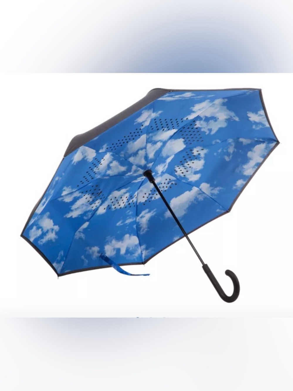 Totes Reverse Close Sky Print INbrella - Blue Cloud Pattern Umbrella
